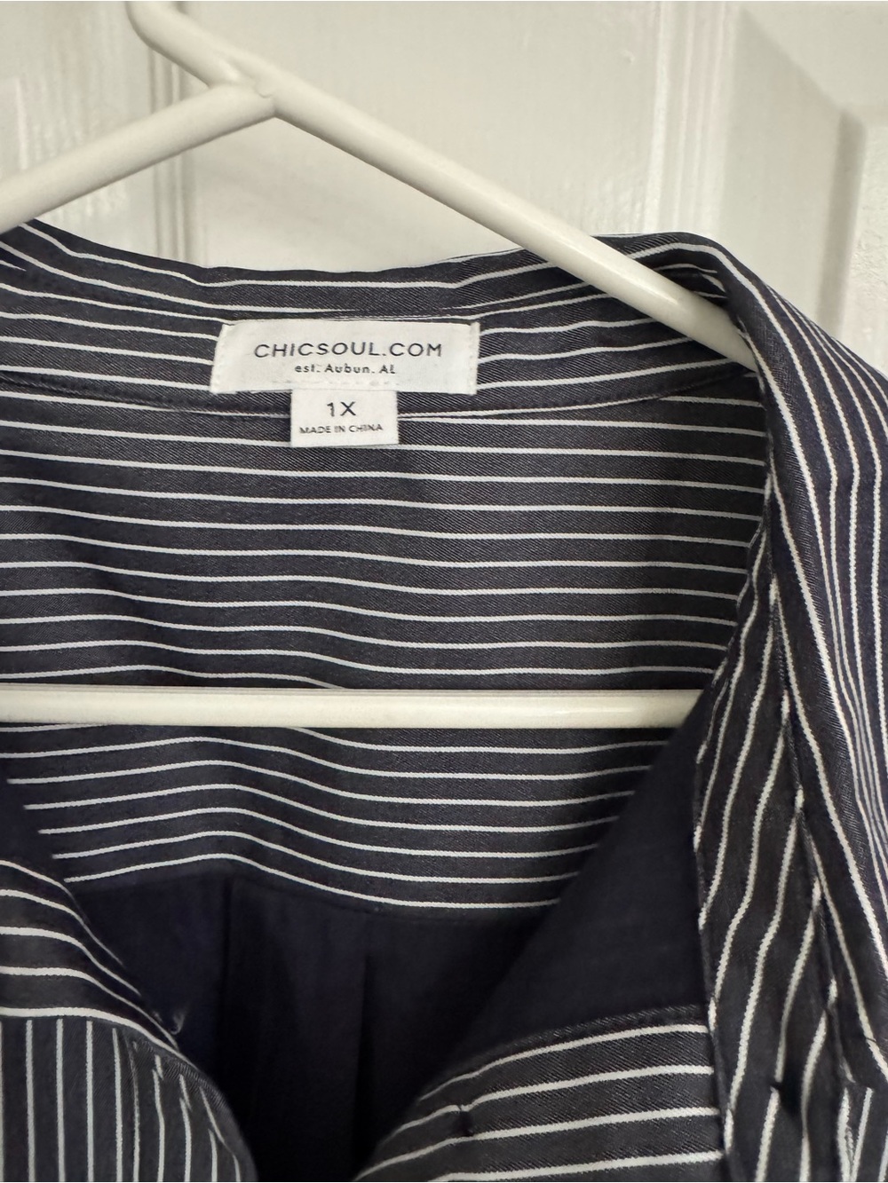 Chicsoul Navy Striped Button-Up dress